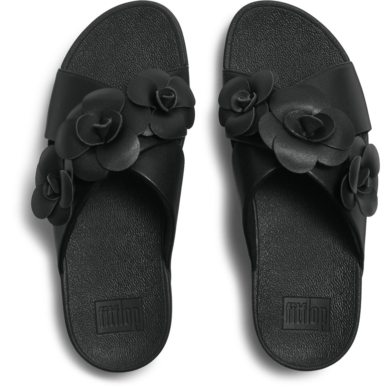 Fitflop Lulu Flower Sandales Noires En Polyuréthane Pour Femmes