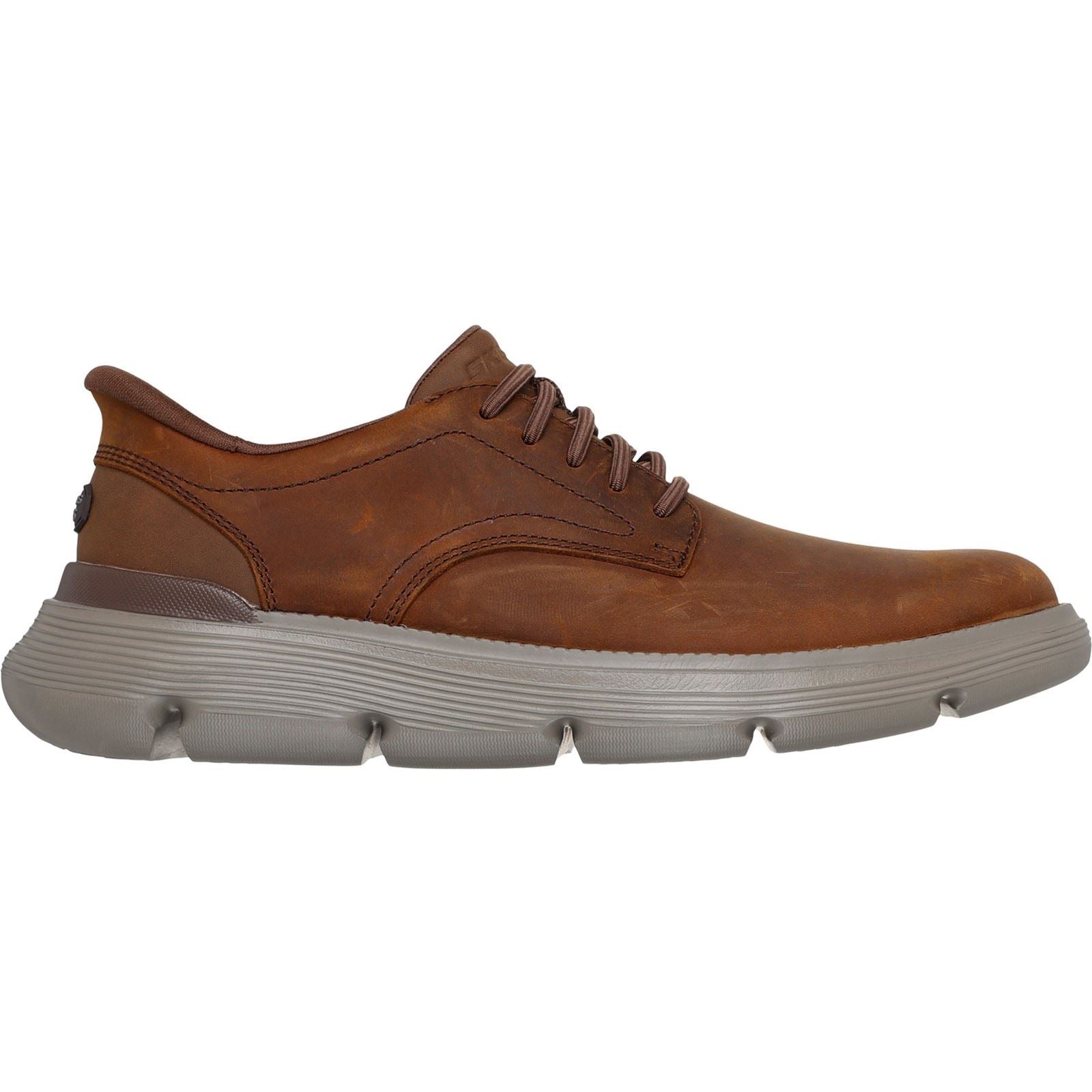 Skechers Garza Duran Chaussures À Lacets Pour Hommes En Cuir Marron Foncé