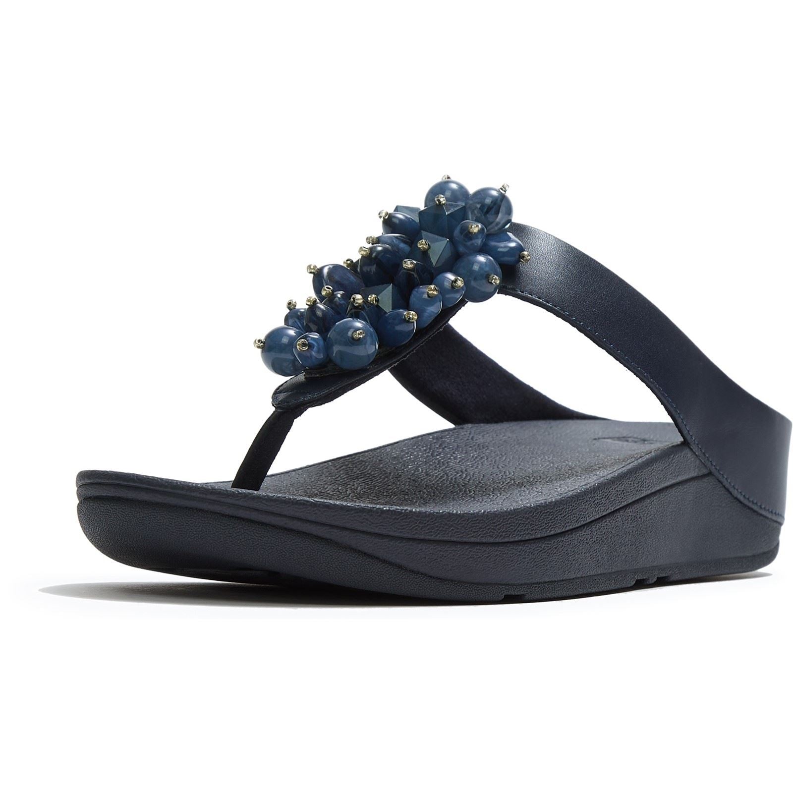 Fitflop Fino Toe-Post Sandales Femmes En Polyuréthane Bleu Nuit