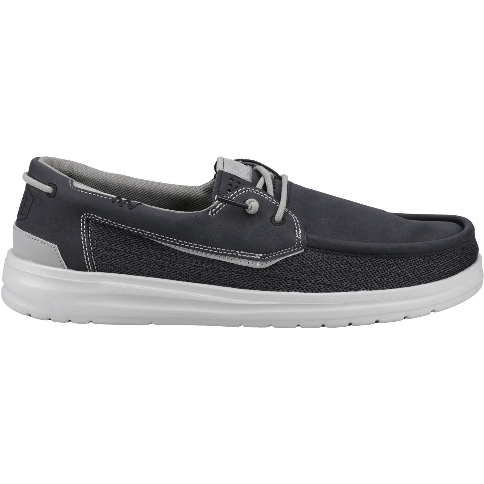 HEYDUDE Welsh Grip Classic Mesh Chaussures Bateau Pour Homme En Mélange De Coton Noir/Gris Tempête