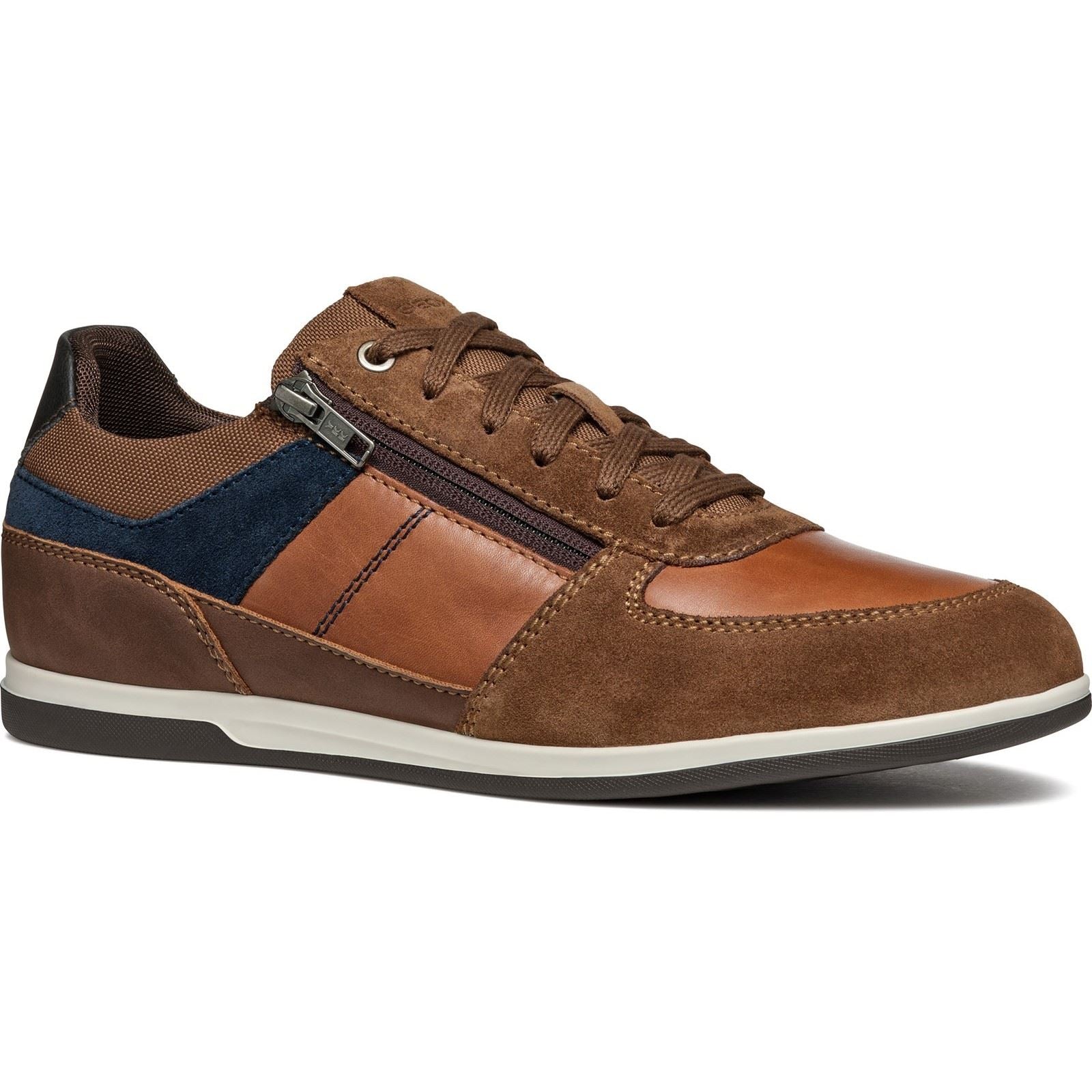Geox U Renan B Baskets Brown/Navy Pour Hommes Suede