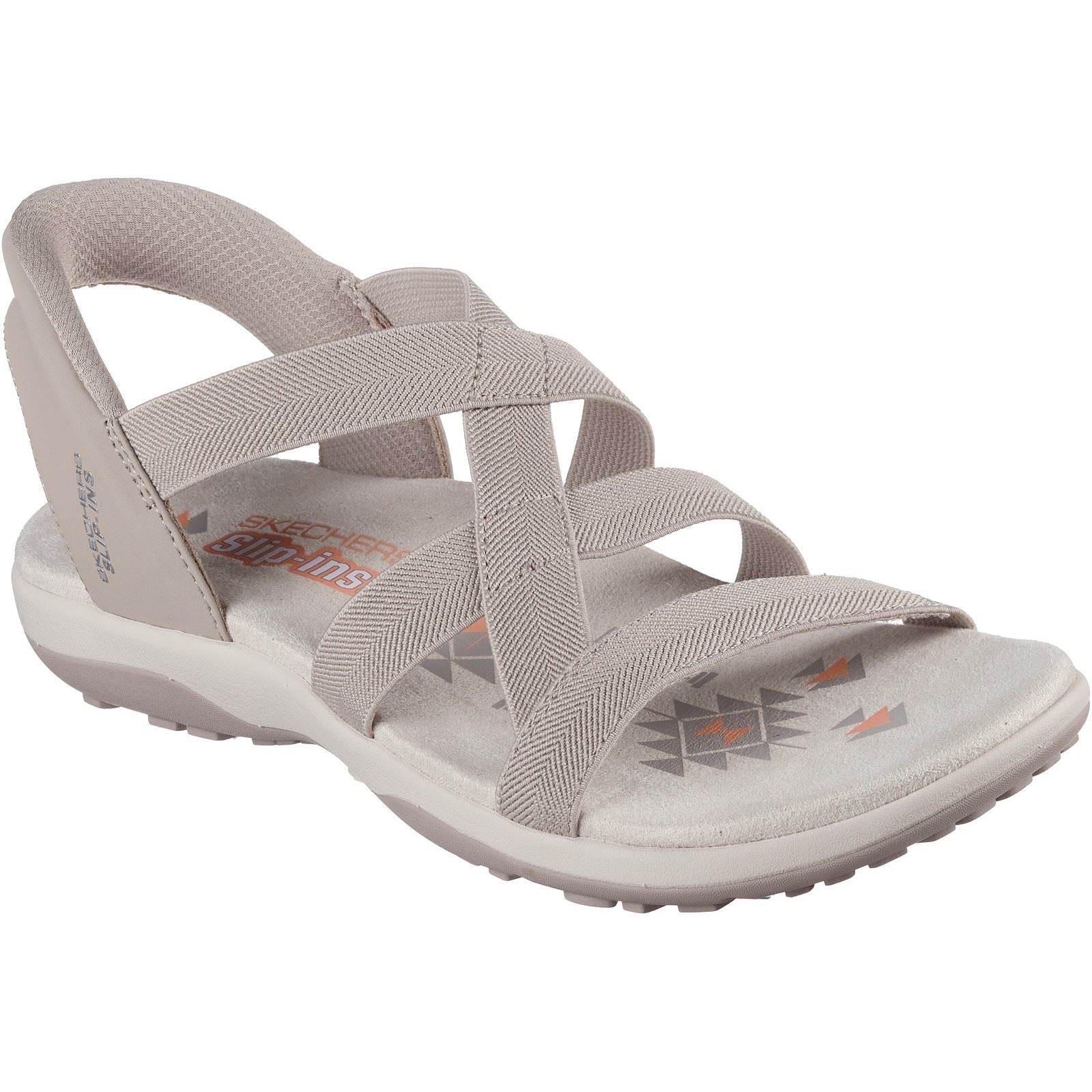 Skechers Reggae Slim Stretch Flex Sandales Pour Femmes En Textile Taupe