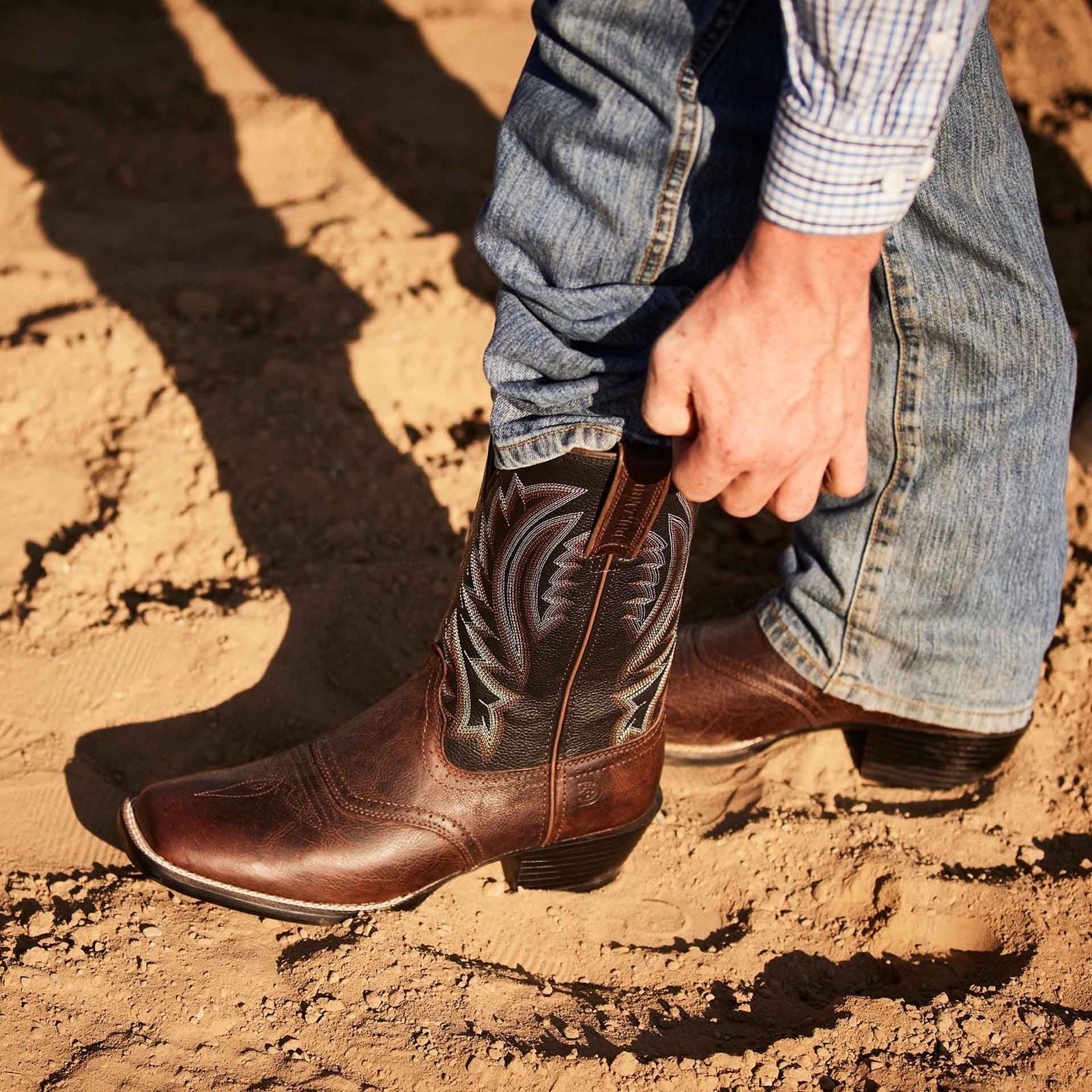 Durango Westward Chaussures En Cuir Pour Hommes Dans Les Tons Châtaigne Foncé/noir Onyx.