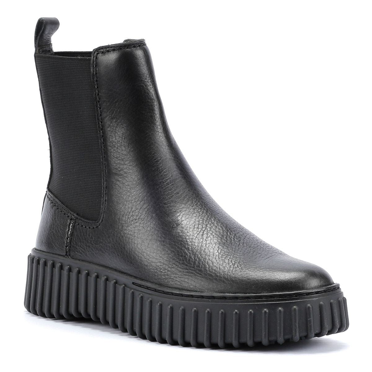 Clarks Main Torhill Maple Bottes Noires En Cuir Pour Femmes
