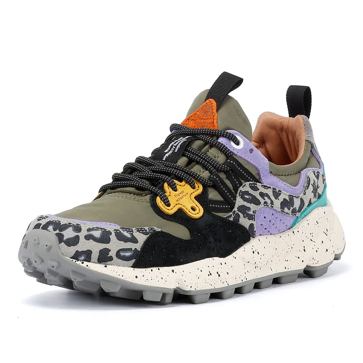 Flower Mountain Yamano 3 Sneakers En Daim Vert Militaire / Vert Clair / Jaune