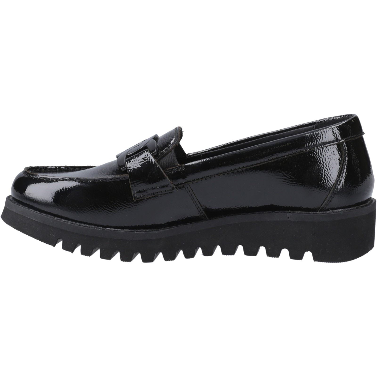 Hush Puppies Francis Loafer Patent Chaussures Plates Noires Pour Filles En Cuir