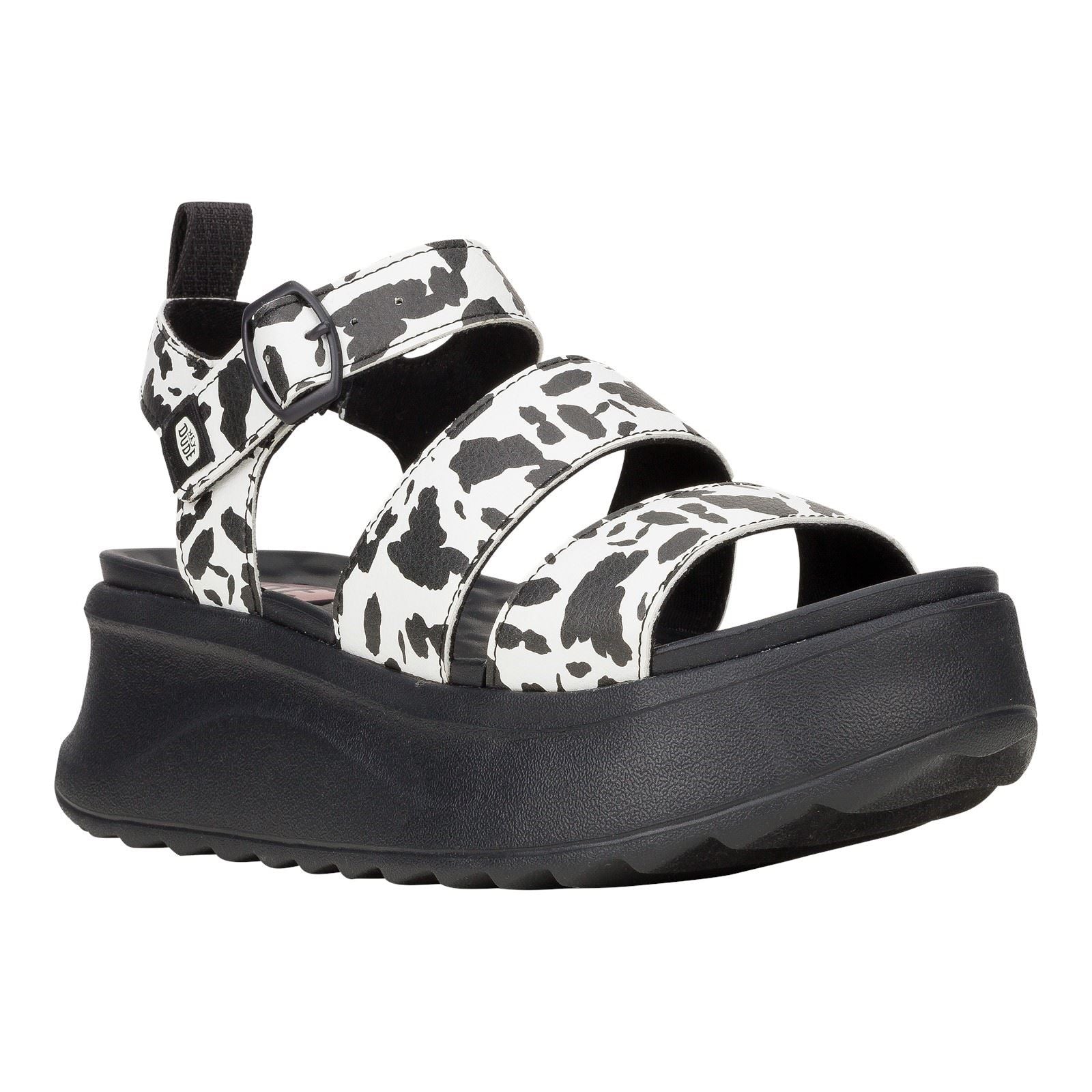 HEYDUDE Delray Buckle Animal Sandales Noires/Blanches Pour Femmes En Synthétique