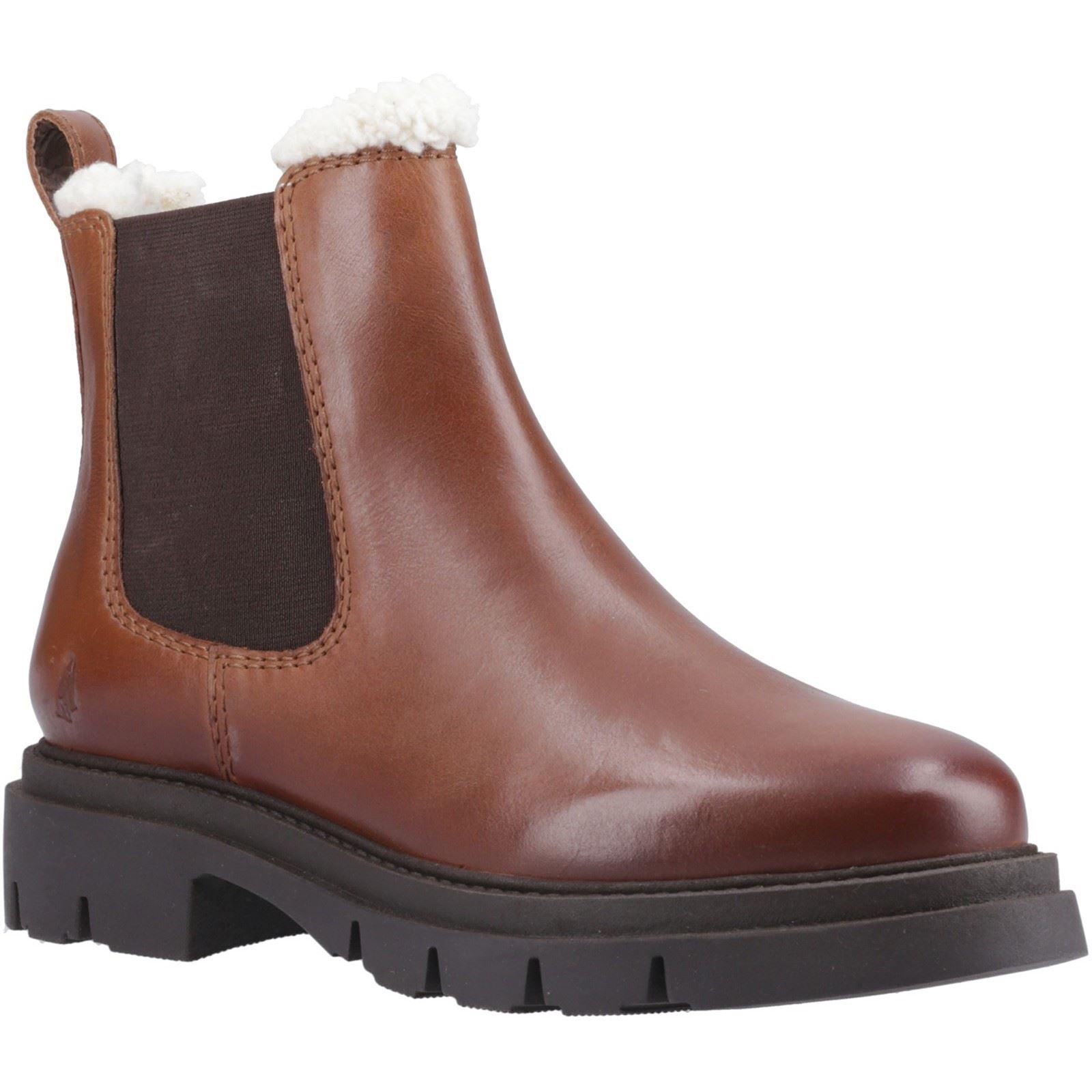 Hush Puppies Raya Shearling Boot Bottes Chelsea Plates Pour Femmes En Cuir Marron