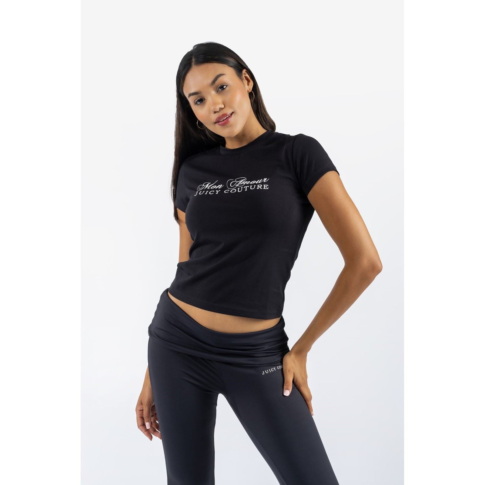Juicy Couture Mon Amour T-Shirt Noir En Coton Pour Femmes