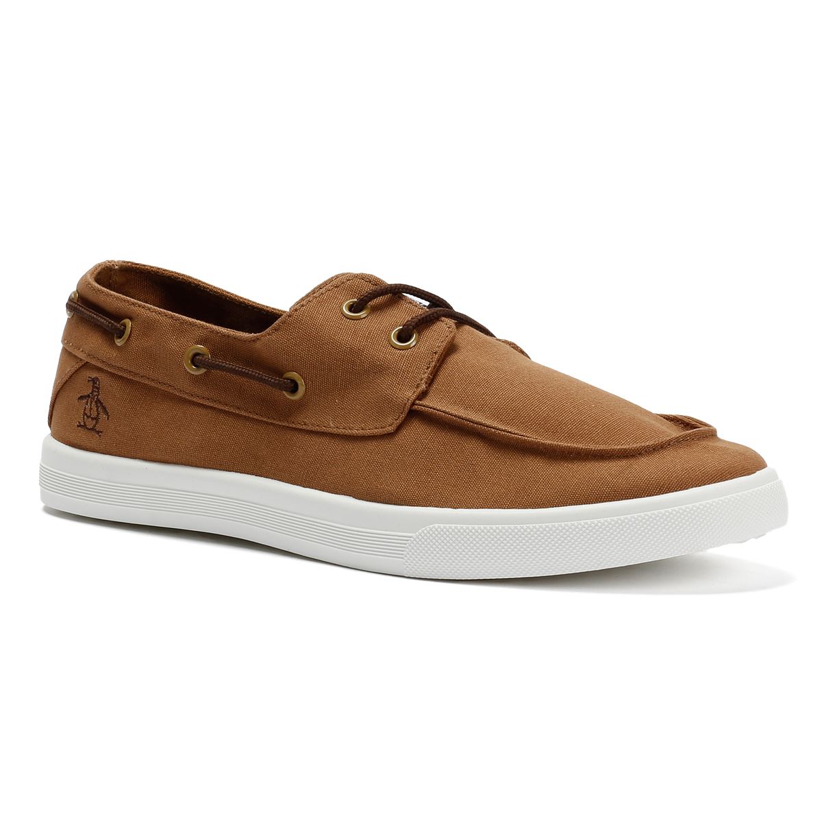 Penguin Sailor Chaussures À Lacets Marron En Toile Pour Hommes