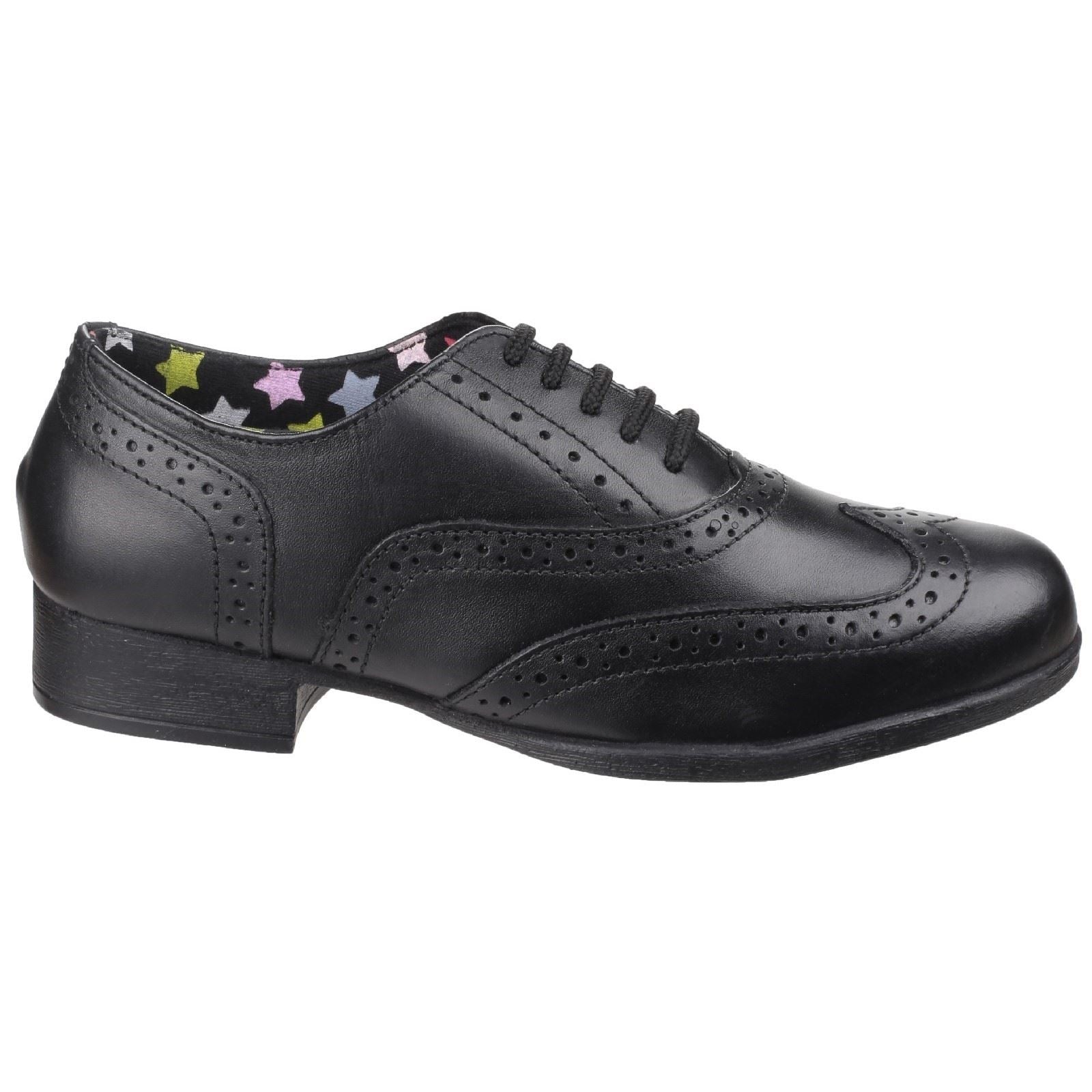 Hush Puppies Kada Senior Chaussures Noires Pour Filles En Cuir