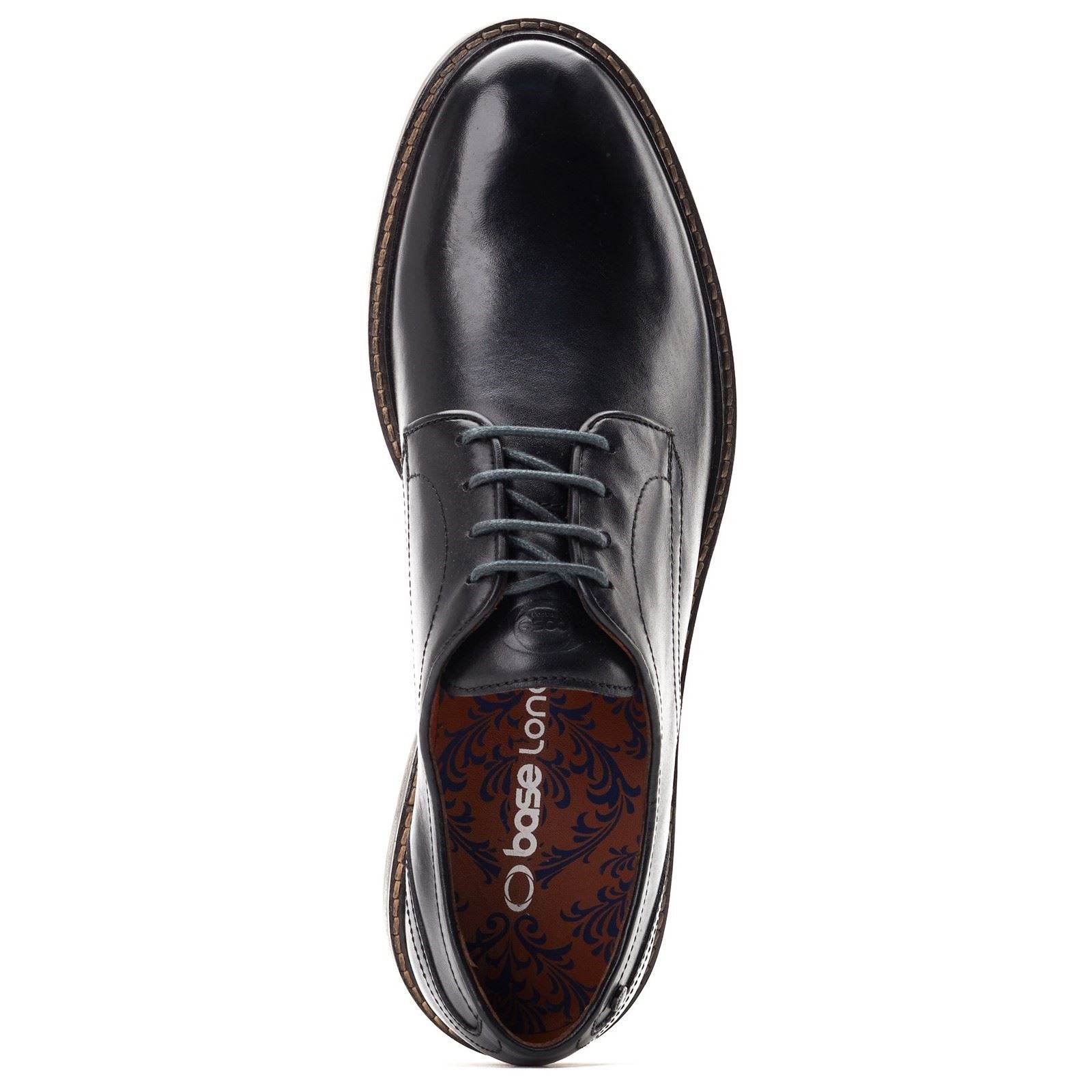 Base London Mawley Chaussures Oxford En Cuir Pour Hommes Noires
