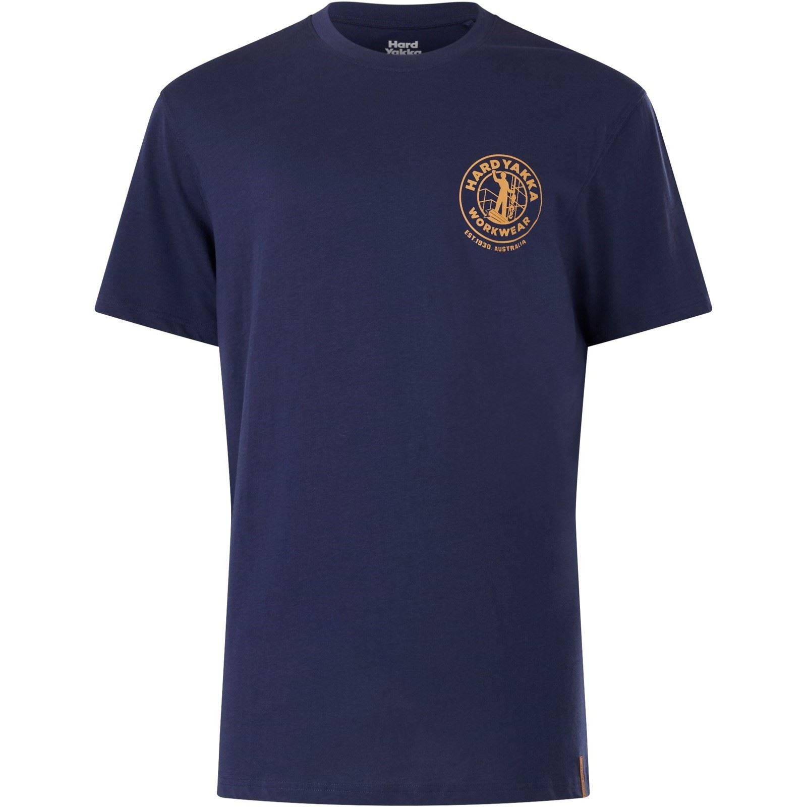 Hard Yakka Heritage Icon T-Shirts Pour Hommes En Coton Bleu À Manches Courtes