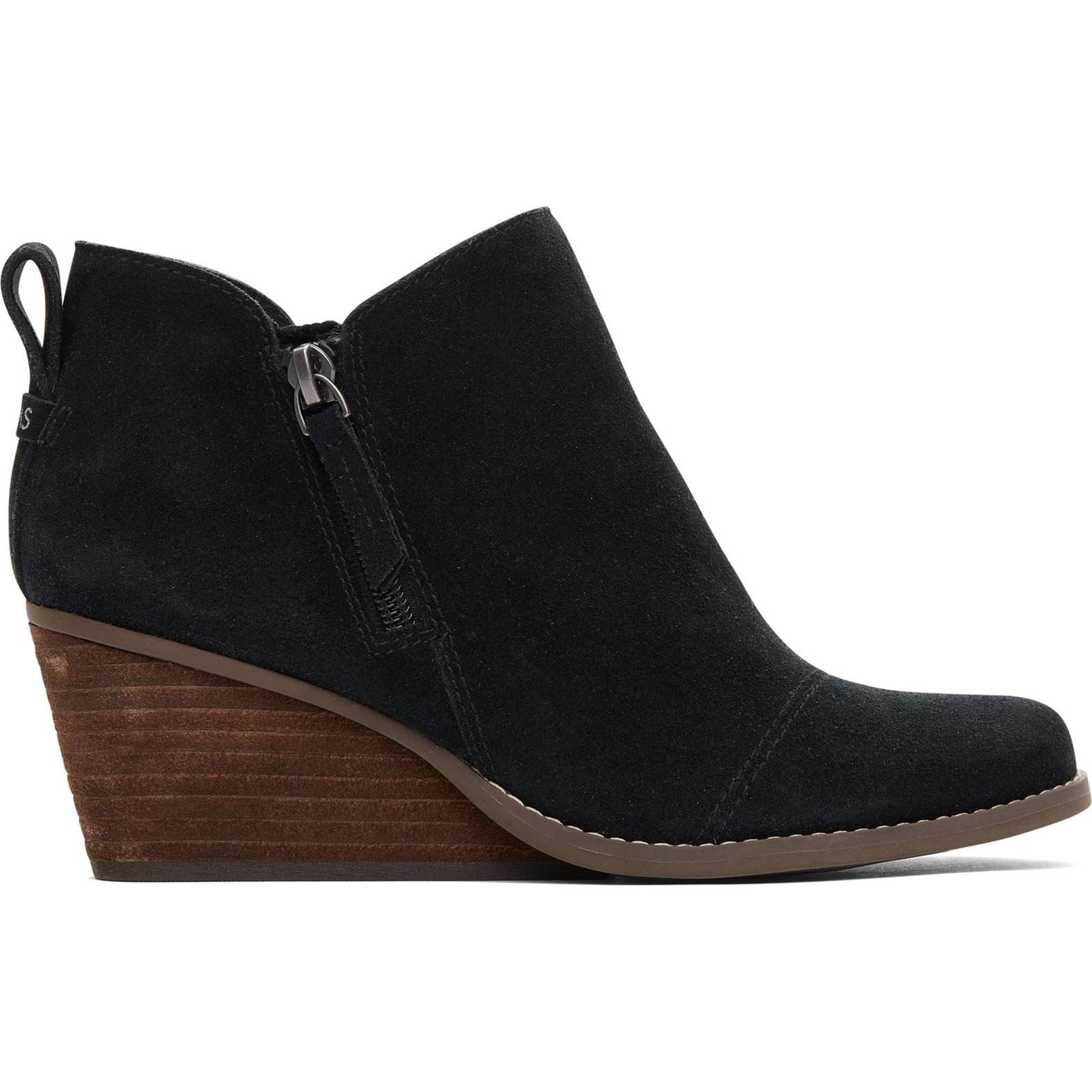 TOMS Goldie Bottines À Talons Noirs Pour Femmes En Textile