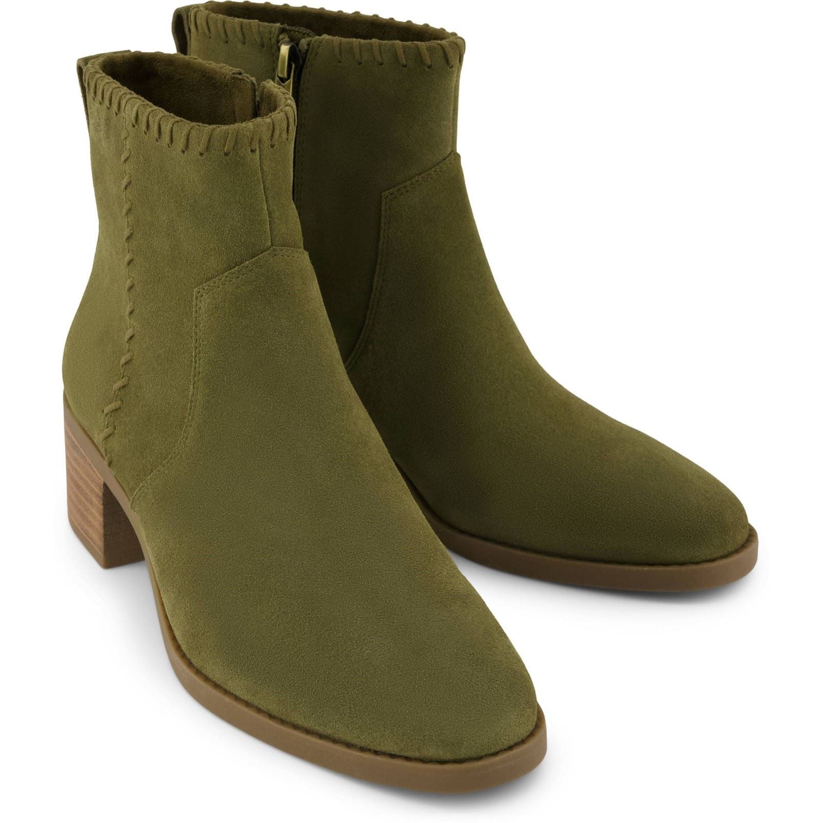 TOMS Delilah Heeled Bottines À Talons Kaki Pour Femmes Suede