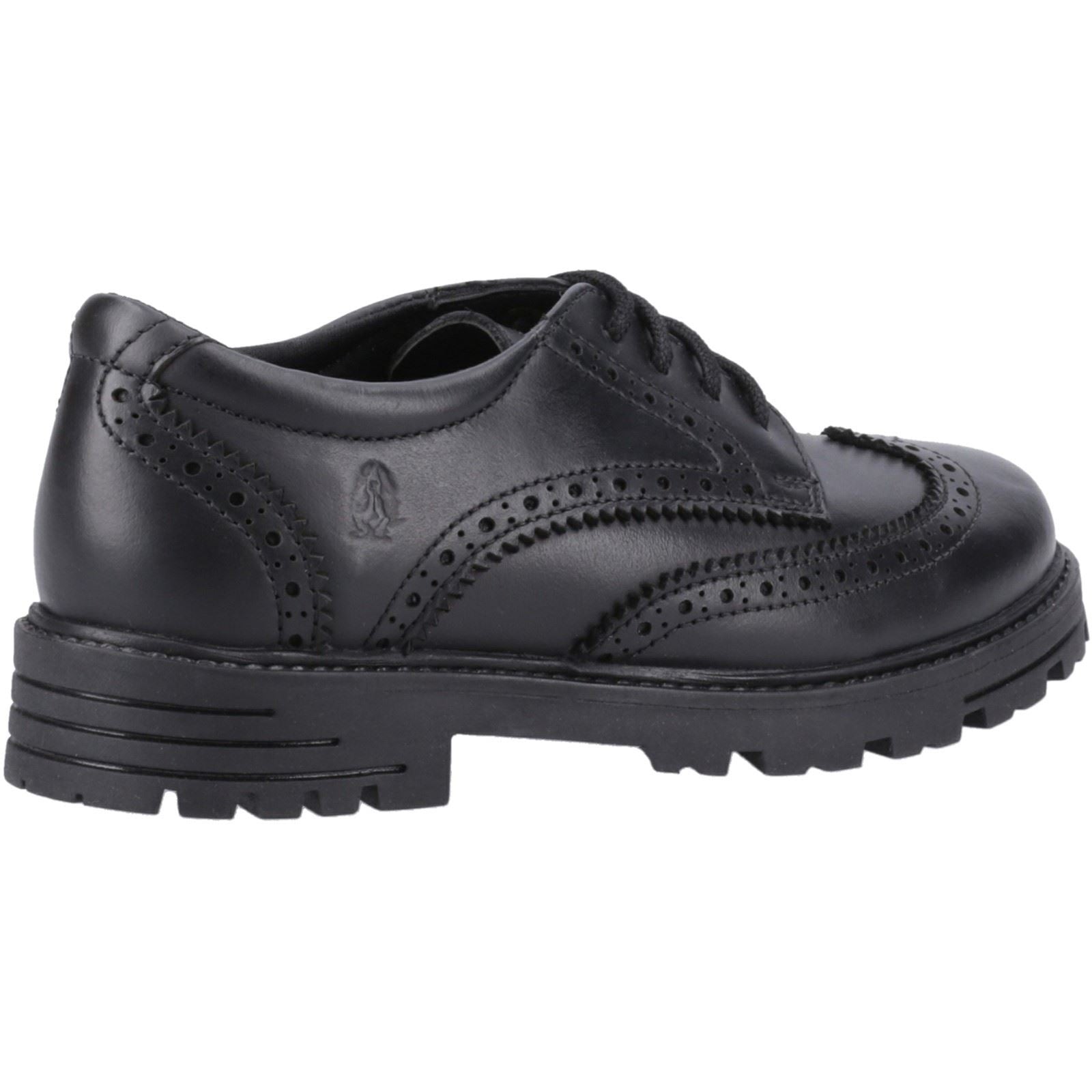 Hush Puppies Maxine Senior Chaussures Noires Pour Filles En Cuir