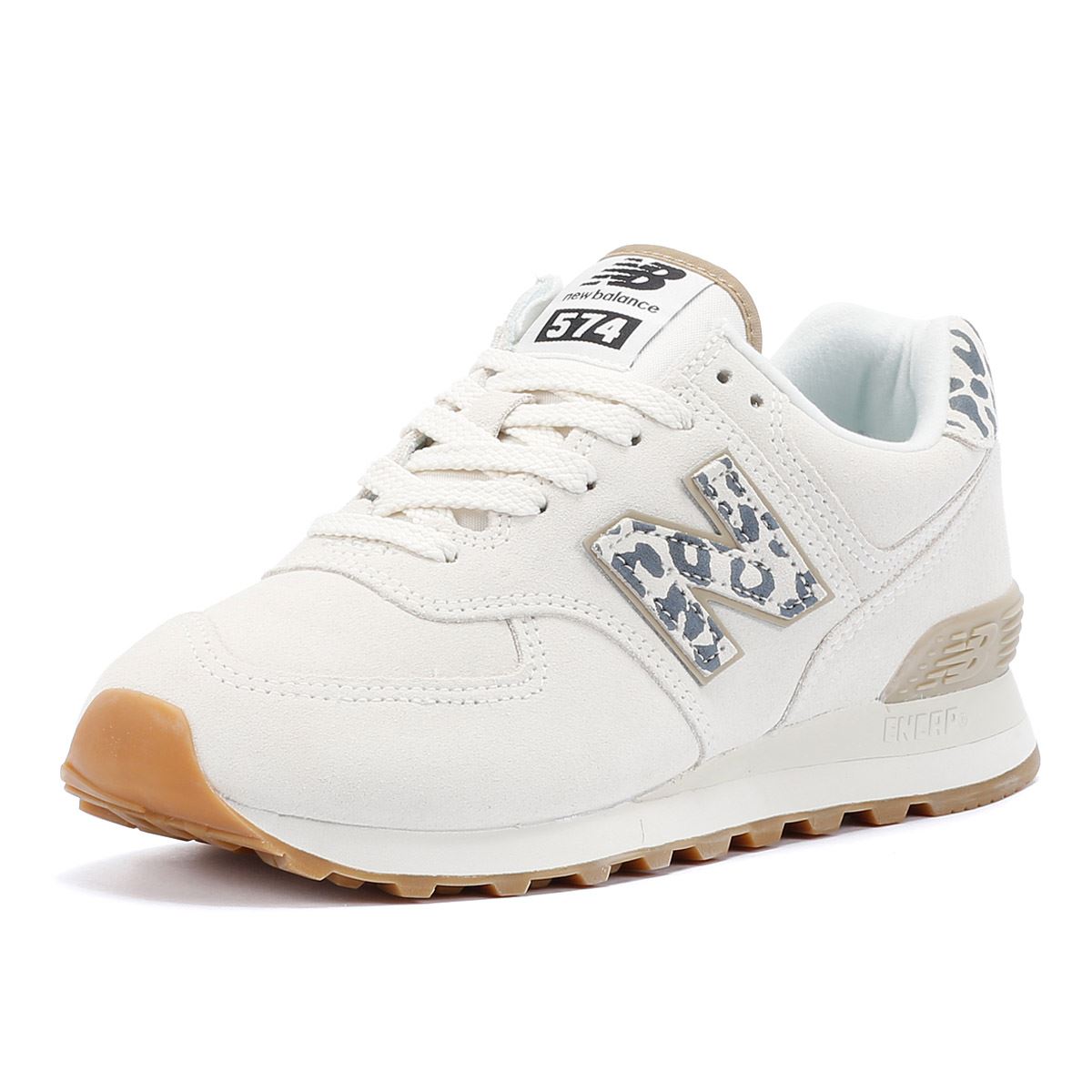 New Balance 574 Baskets pour femmes en daim sel de mer/léopard