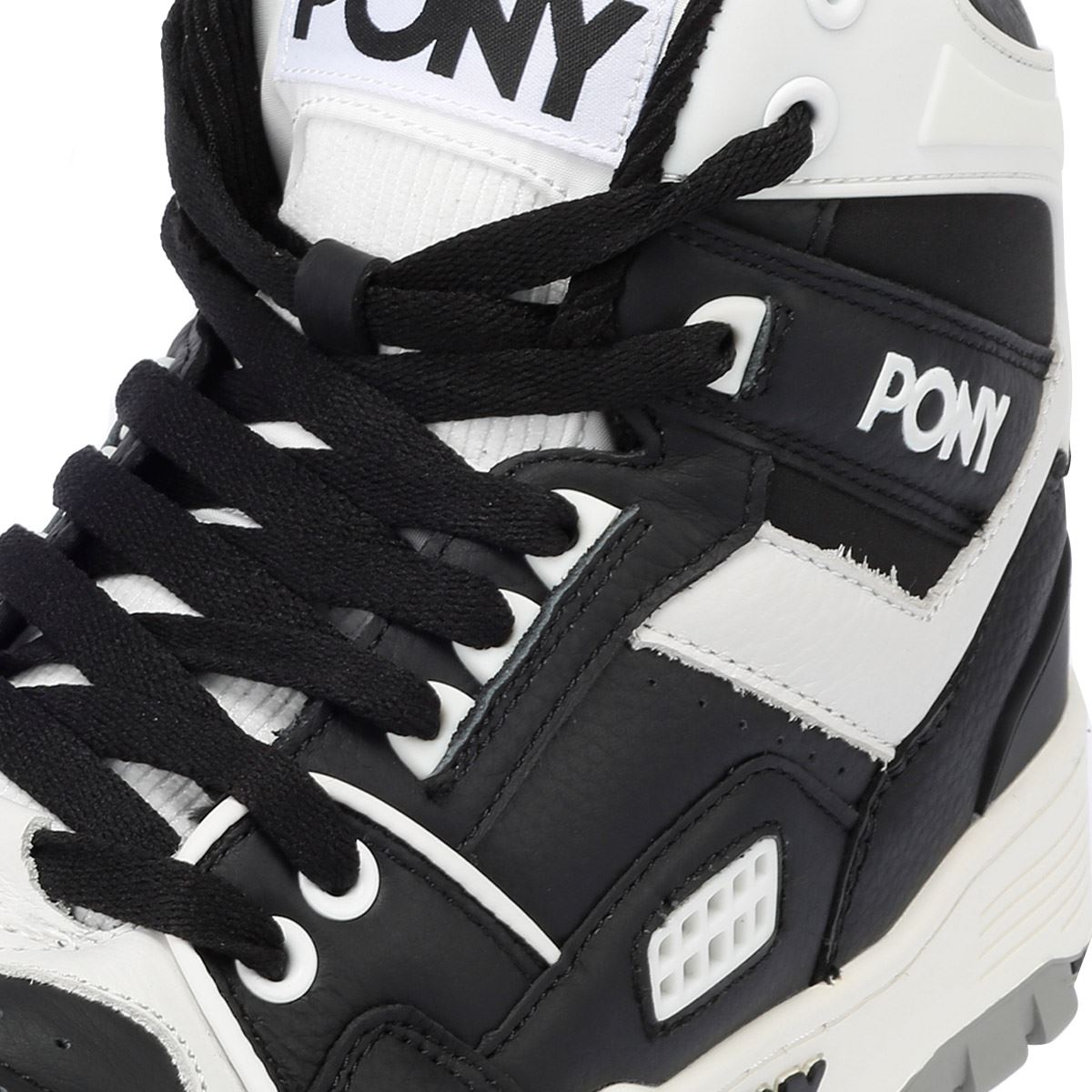Pony M_100 Baskets En Cuir Noires/Blanches
