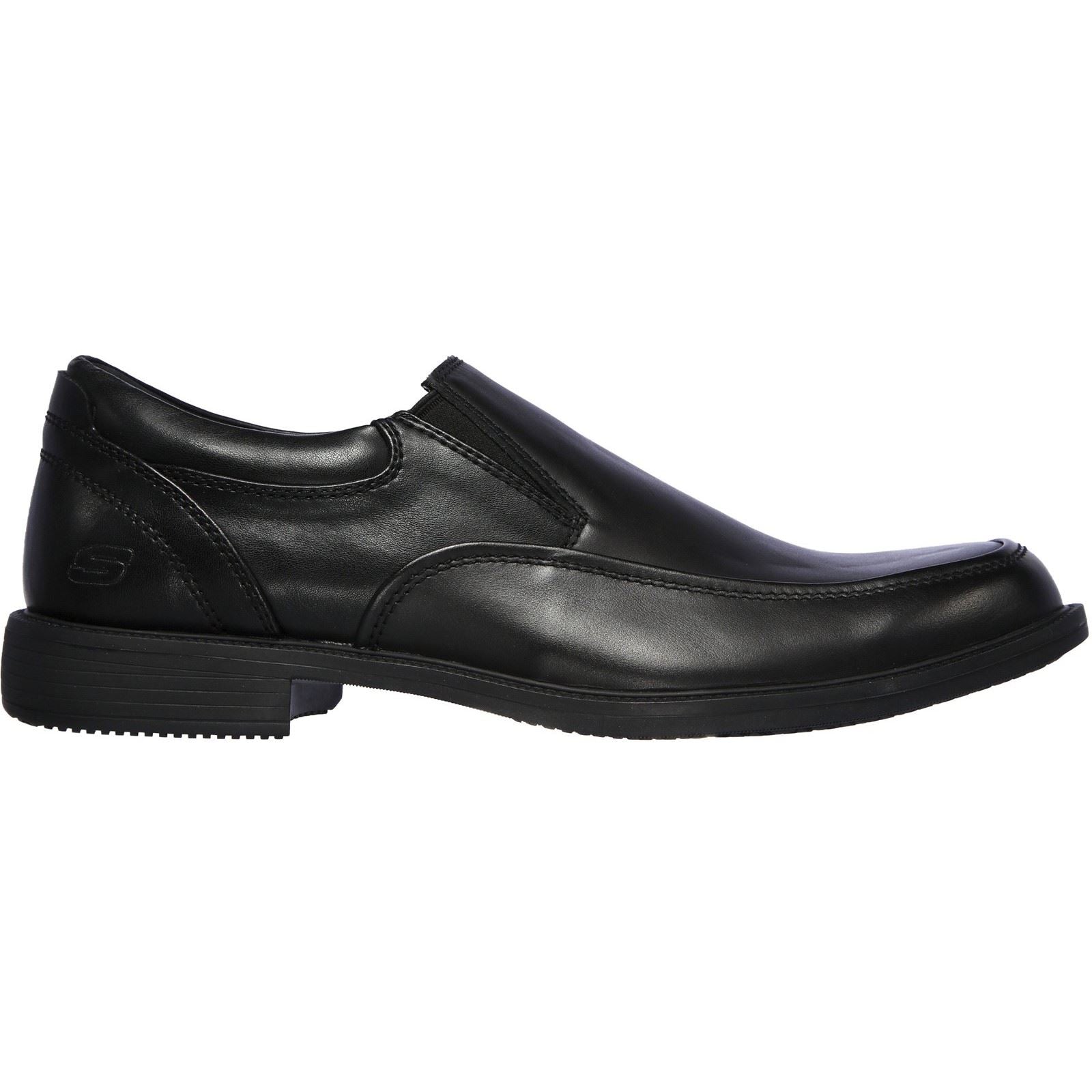Skechers Dreston Ratlon Mocassins Noirs En Cuir Pour Hommes