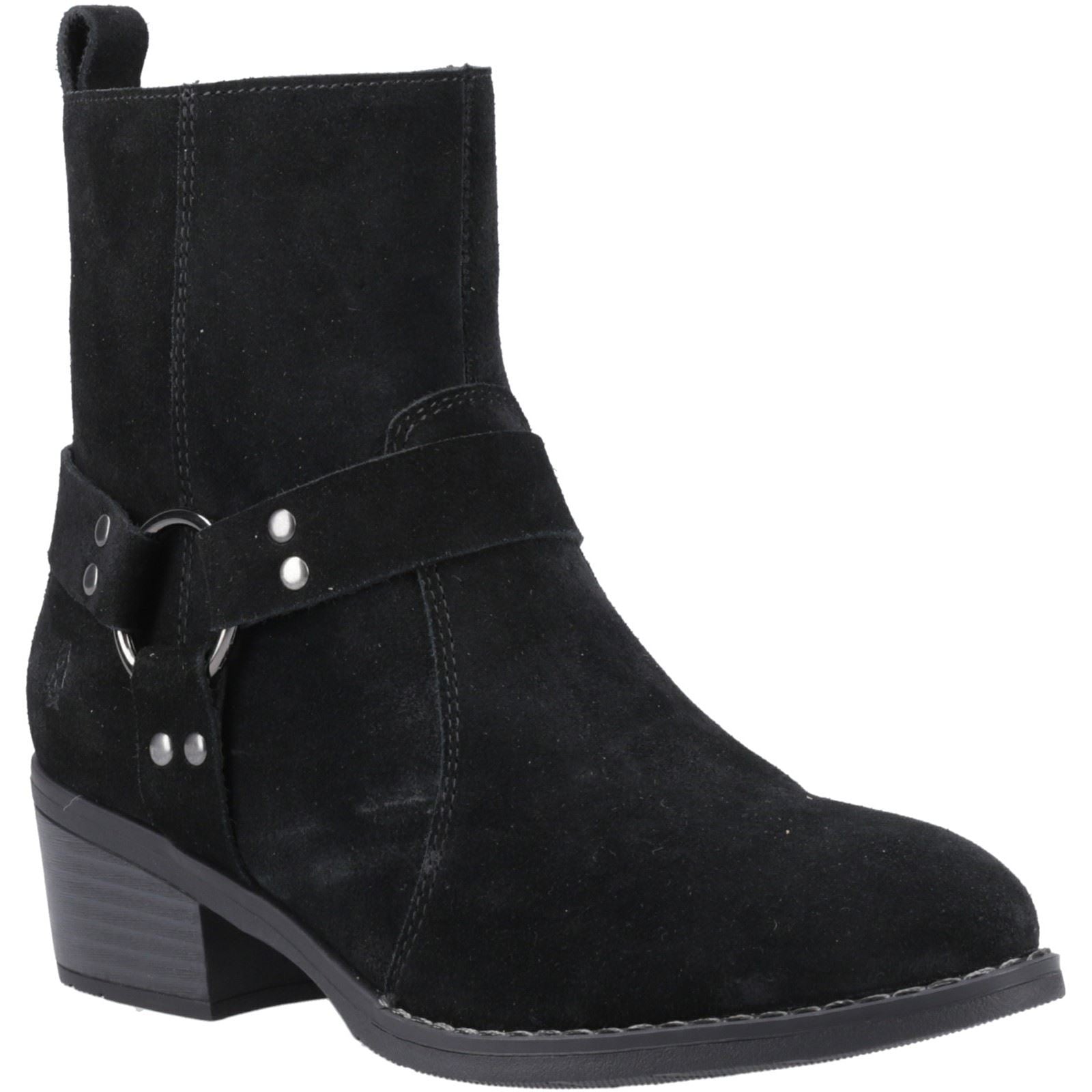Hush Puppies Iria Femmes Suède Bottines Noires À Talons