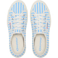 Superga 2750 Stripes Print Chaussures De Sport Femmes En Coton Blanc Cassé/Bleu Azur