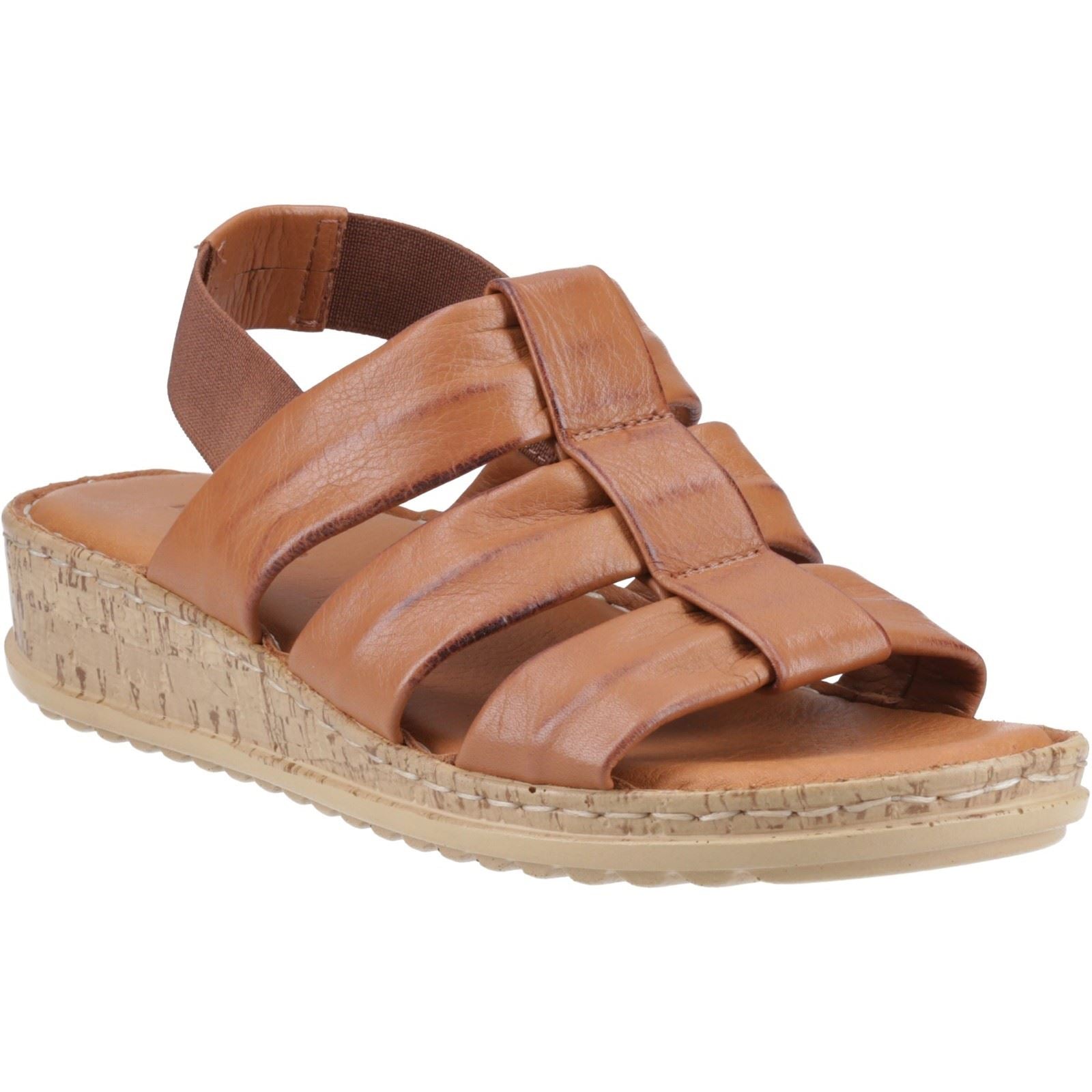 Hush Puppies Eden Wide Fit Sandales En Cuir Pour Femme Couleur Tan