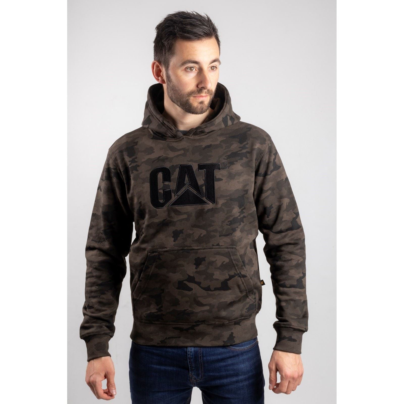 Caterpillar Trademark Sweat À Capuche Vert En Coton Pour Homme