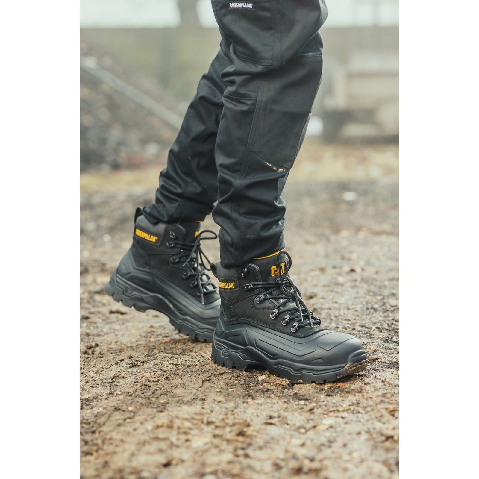 Caterpillar  Bottes De Sécurité Noires Typhoon Sbh En Caoutchouc/Mouton