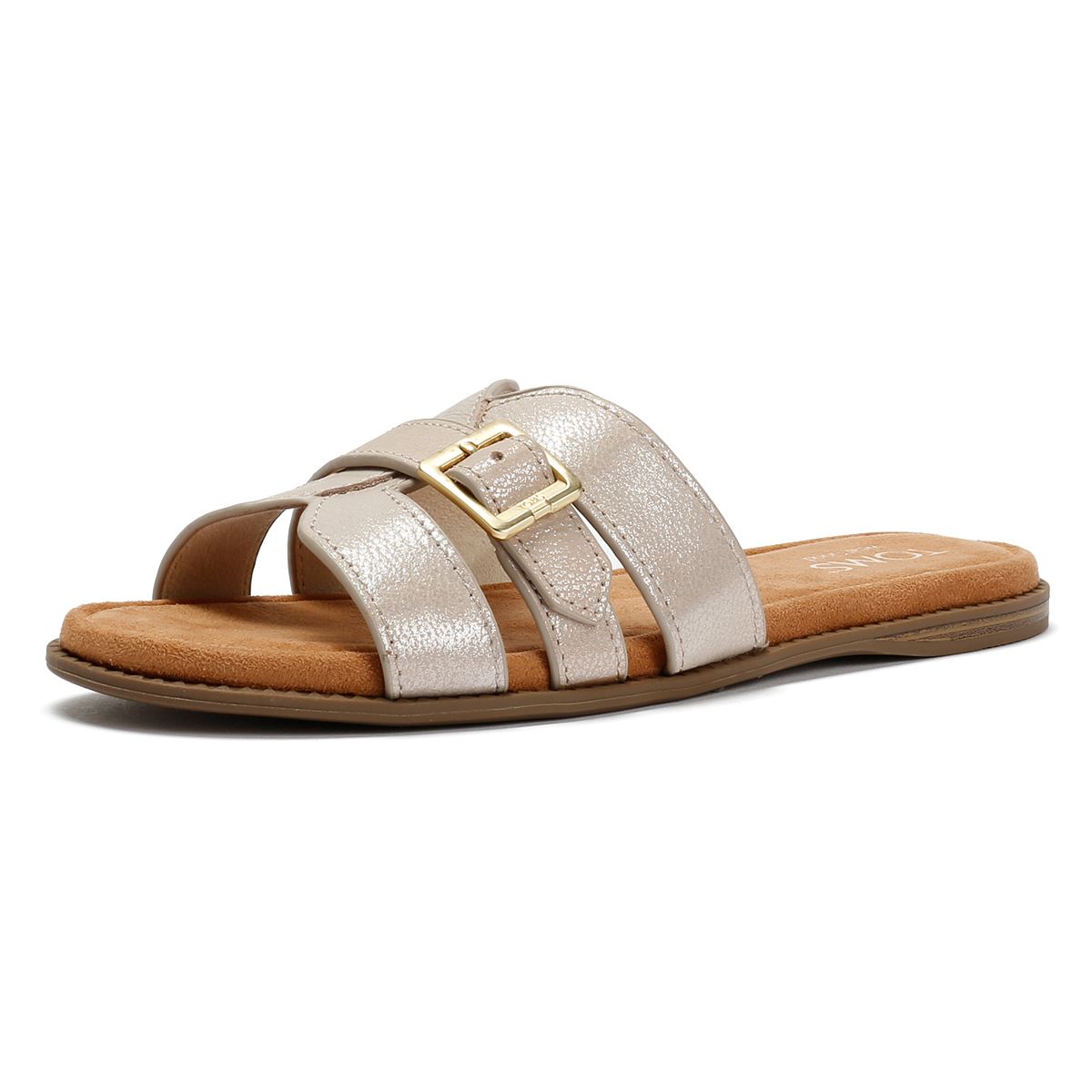 TOMS Sol Mule Sandales Dorées En Cuir Pour Femmes