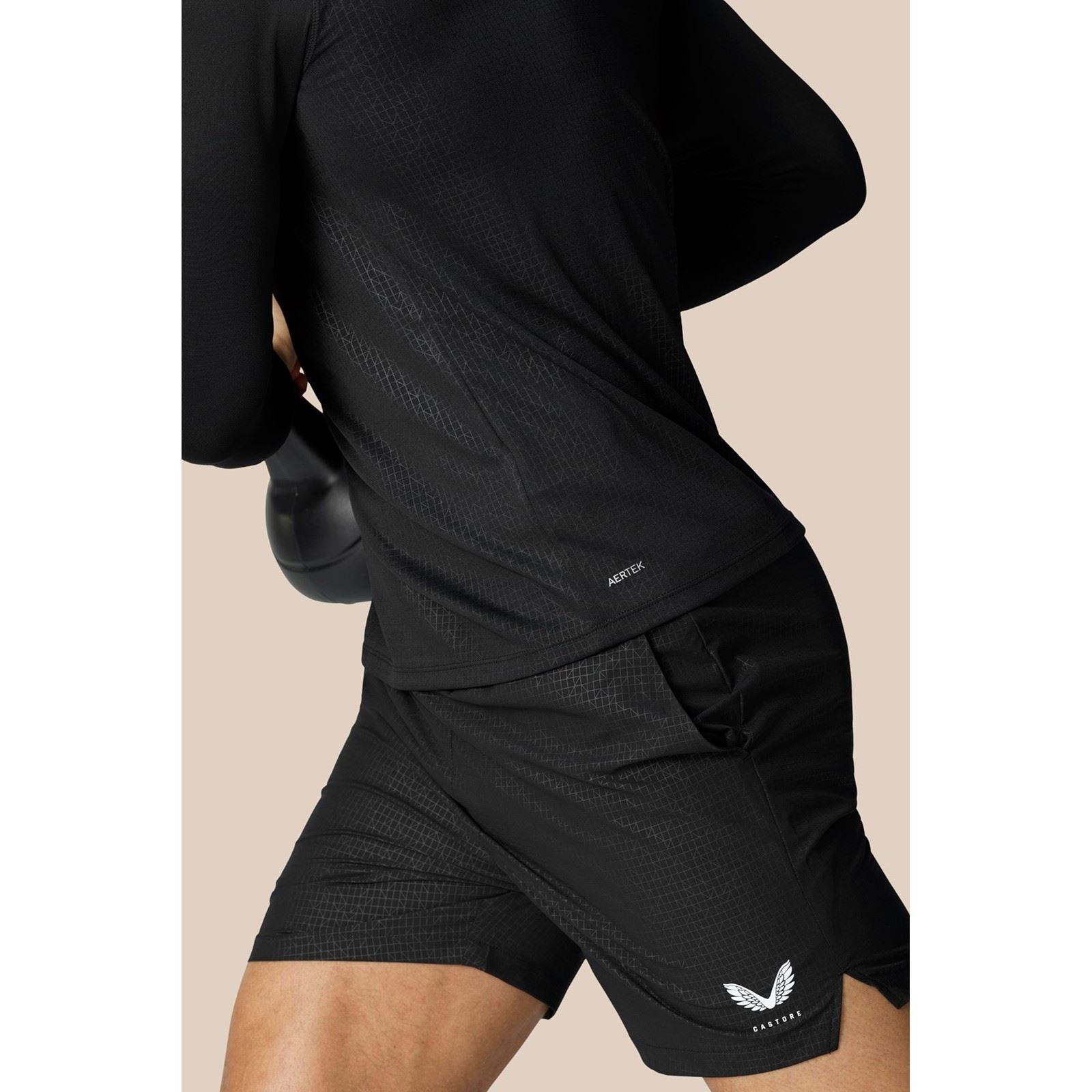 Castore Adapt 1/4 Zip Top T-Shirts De Sport Actifs Pour Hommes En Polyester Noir
