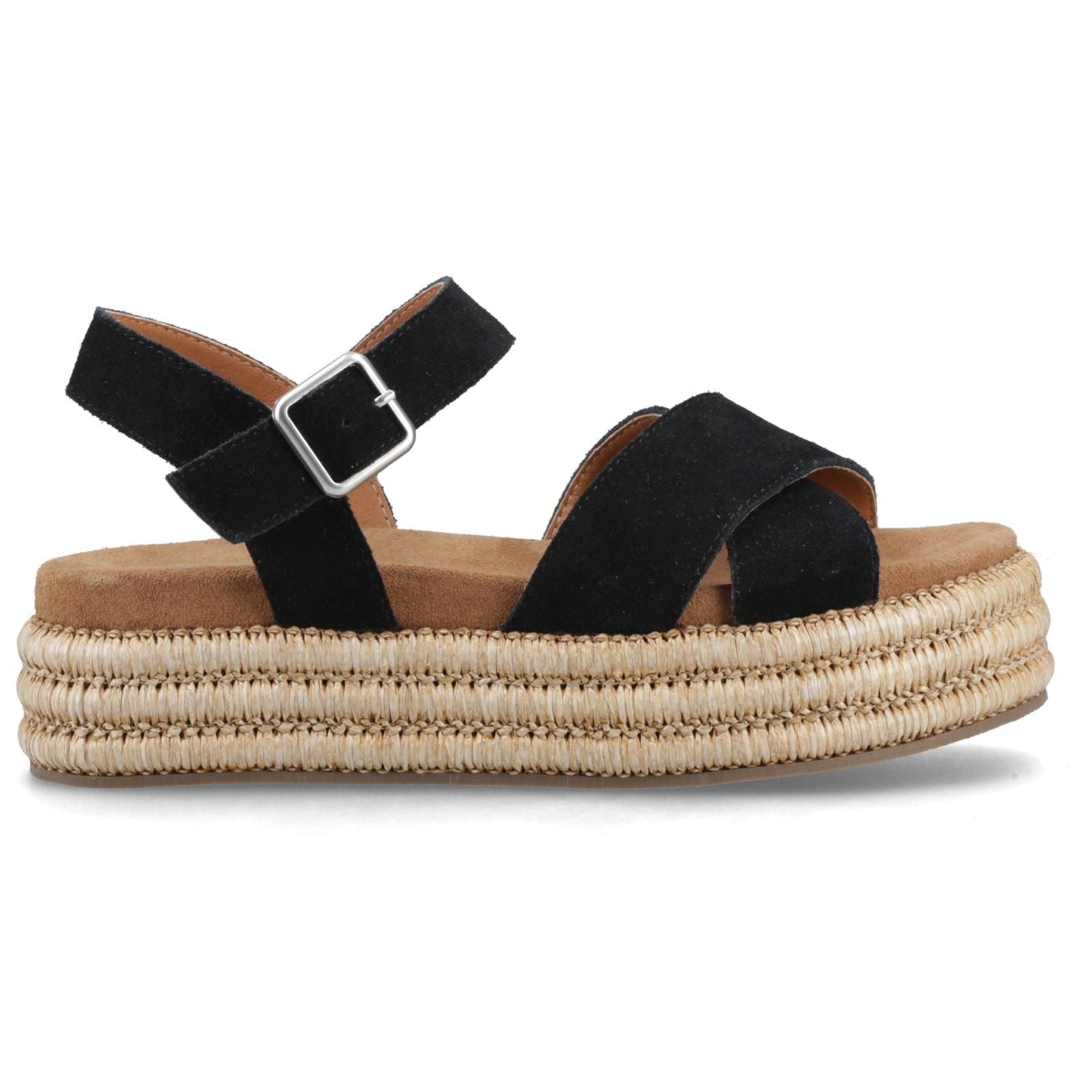 Hush Puppies Rosa Rafia Sandal Sandales Noires En Cuir Pour Femmes