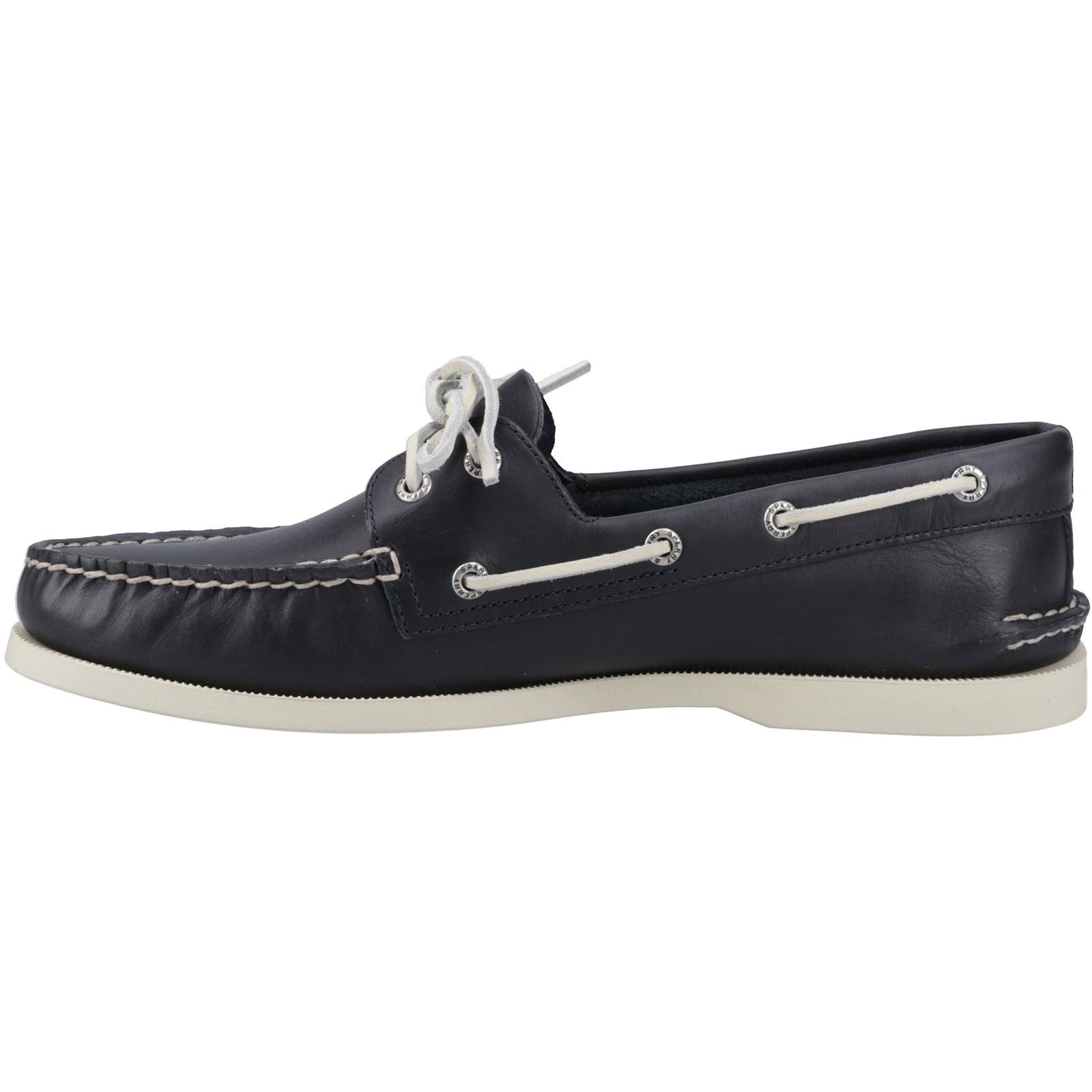 Sperry Authentic 2 Eye Chaussures Bateau Pour Hommes En Cuir Bleu Marine