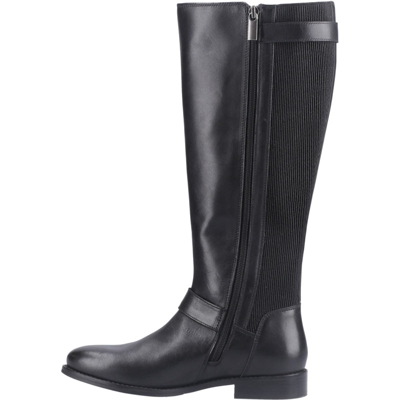 Hush Puppies Daphne Bottes Noires En Cuir Pour Femmes