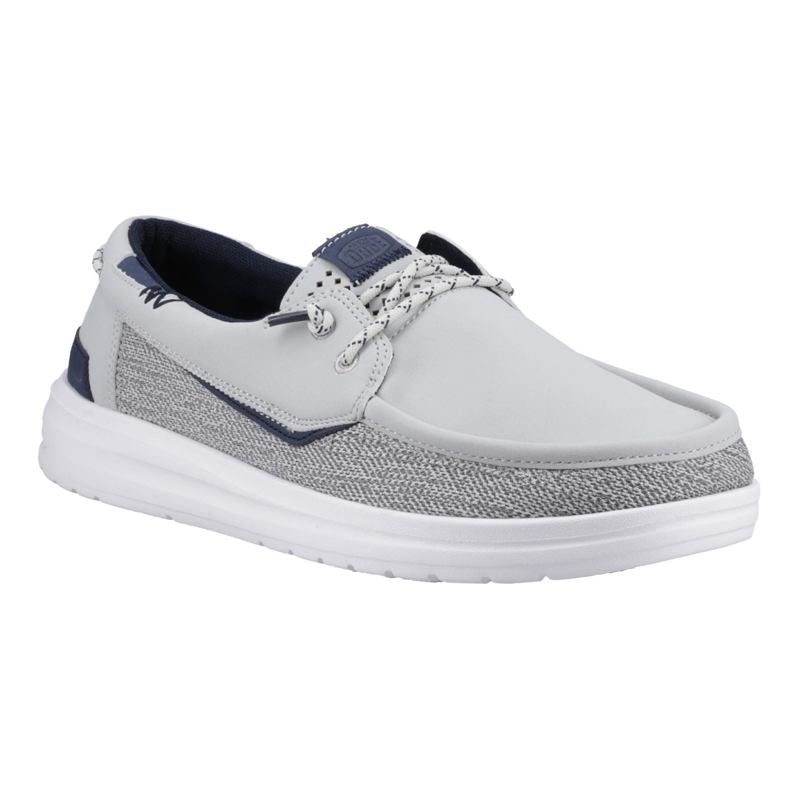 HEYDUDE Welsh Grip Classic Mesh Chaussures Bateau Pour Homme En Mélange De Coton Gris Tempête/Marine