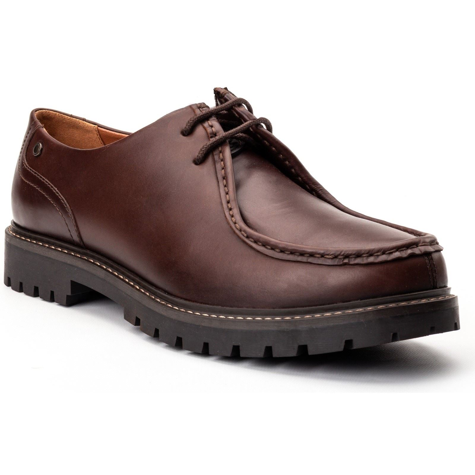 Base London Carbon Chaussures Mocassins Marron En Cuir Pour Hommes
