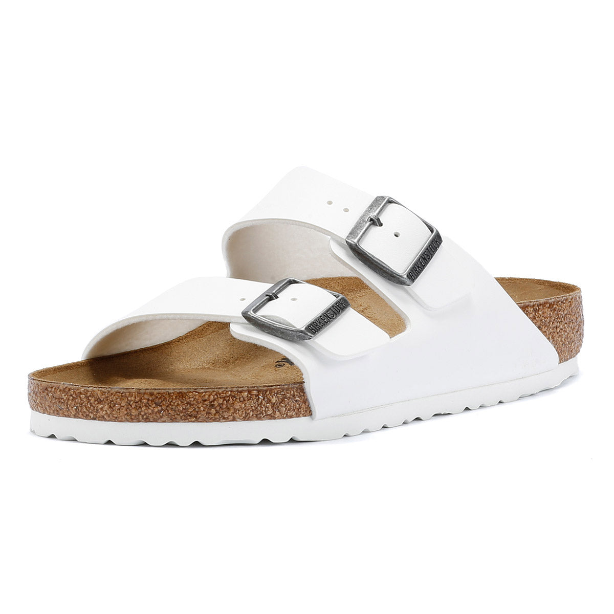 Birkenstock Arizona Birko-Flor Sandales blanches régulières pour hommes