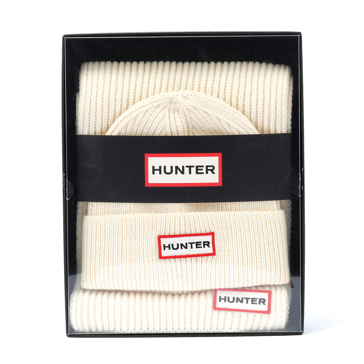 Hunter Jura Beanie Hat/Scarf Boxset Blanc Acrylique