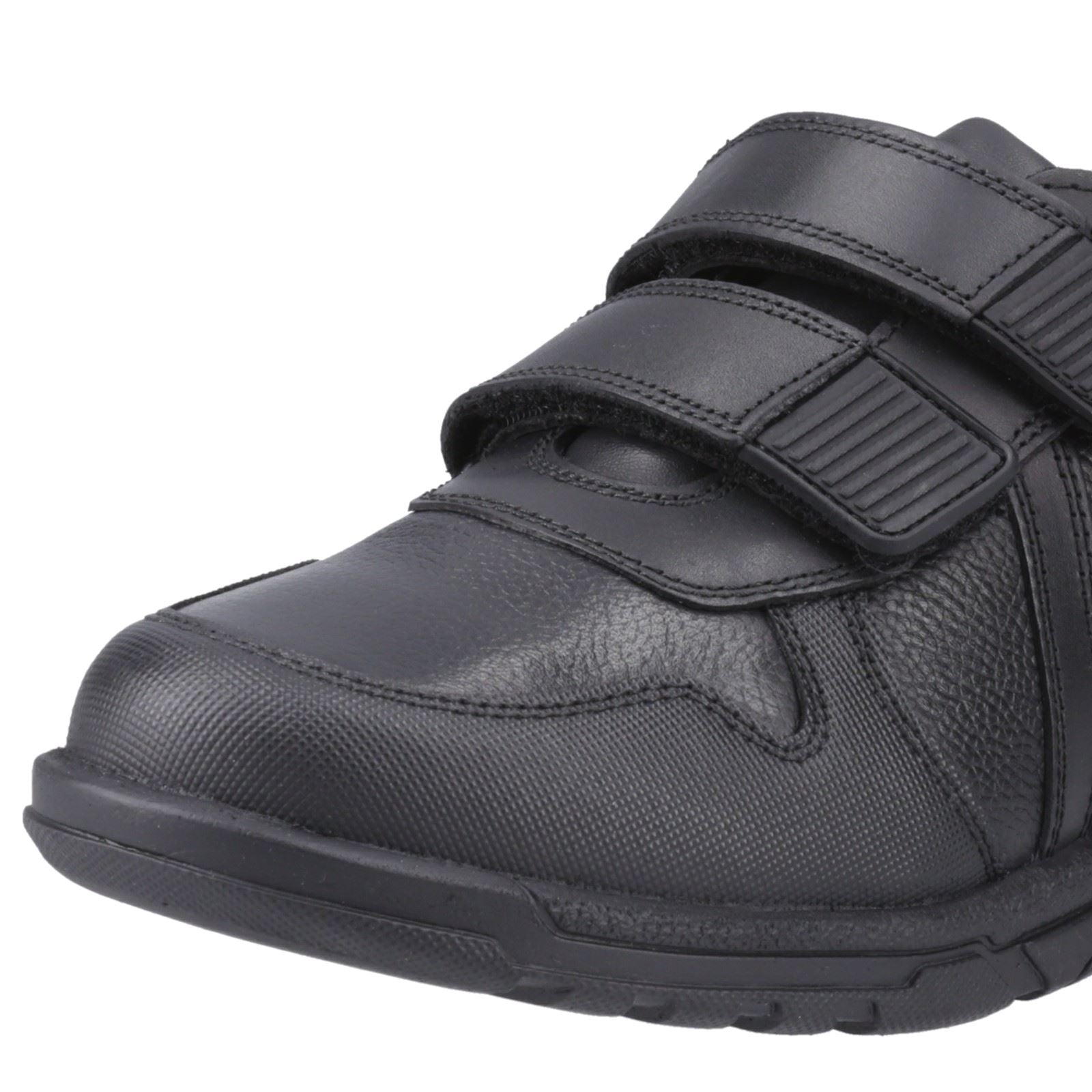 Hush Puppies Spencer Senior Chaussures Noires Pour Garçons En Cuir.