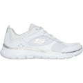Skechers Flex Appeal 5.0 Fresh Touch Baskets En Cuir Blanc/Argent Pour Femmes