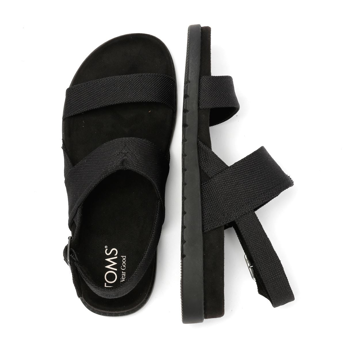 TOMS Marin Slingback Sandales Noires En Toile Pour Femmes