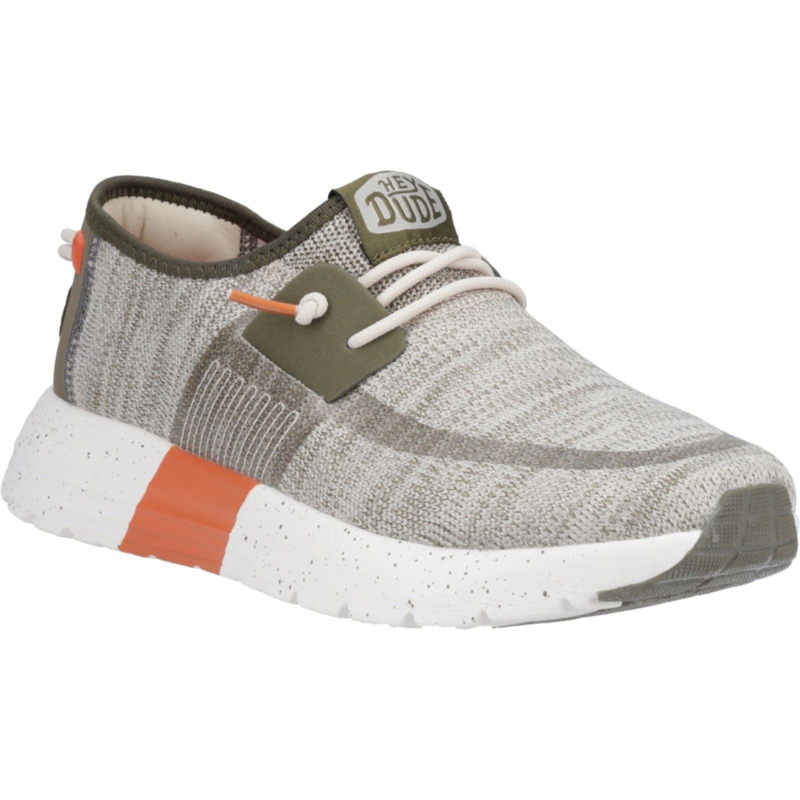 HEYDUDE Sirocco Sport Mode Baskets Pour Homme Vert/Olive Poussiéreux/Orange