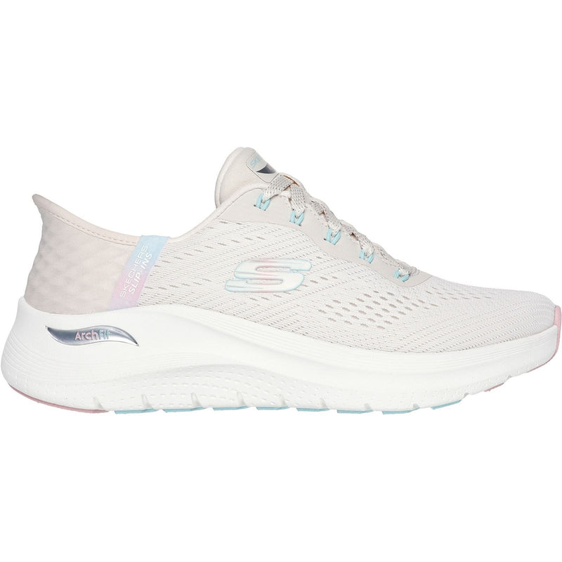 Skechers Arch Fit 2.0 Easy Chic Chaussures De Sport Pour Femmes En Textile Naturel/Rose