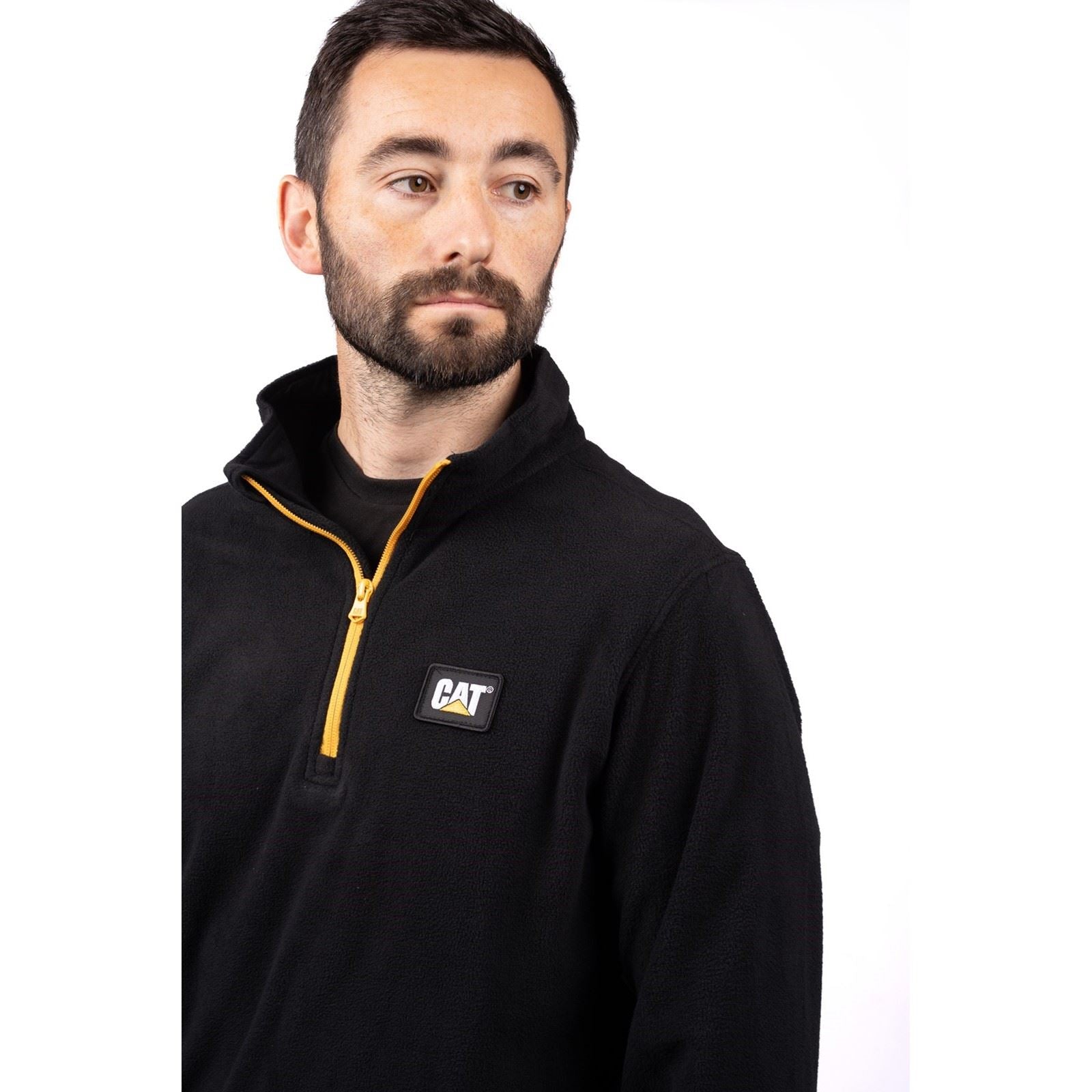 Caterpillar Cat Microfleece Quarter Zip Sweatshirt Noir Pour Homme En Polyester
