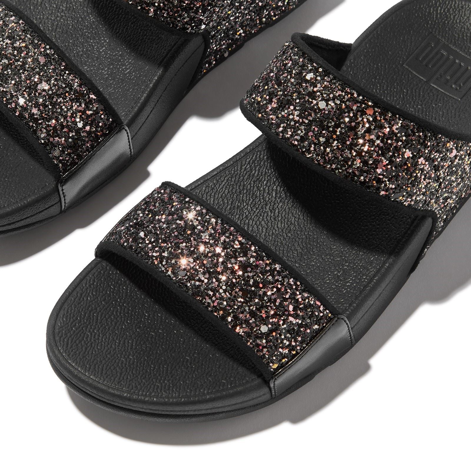 Fitflop Lulu 2 Bar Glitter Sandales Noires/Multi En Polyuréthane Pour Femmes