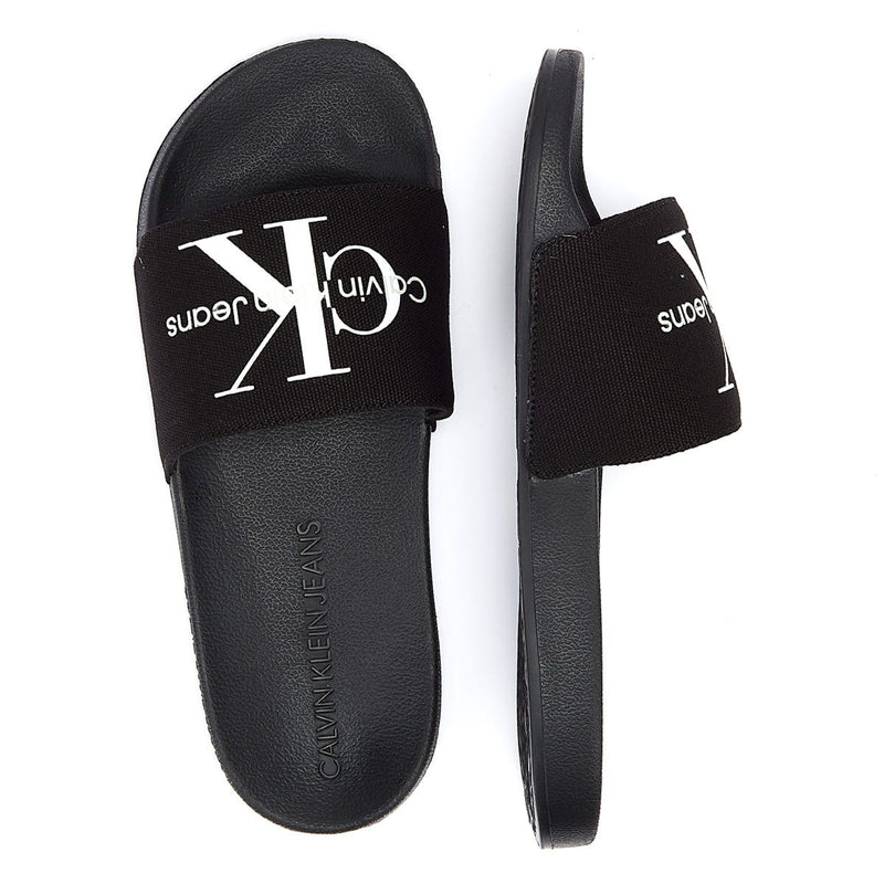 Calvin Klein Jeans Slide Monogram Co Womens Black Sandals