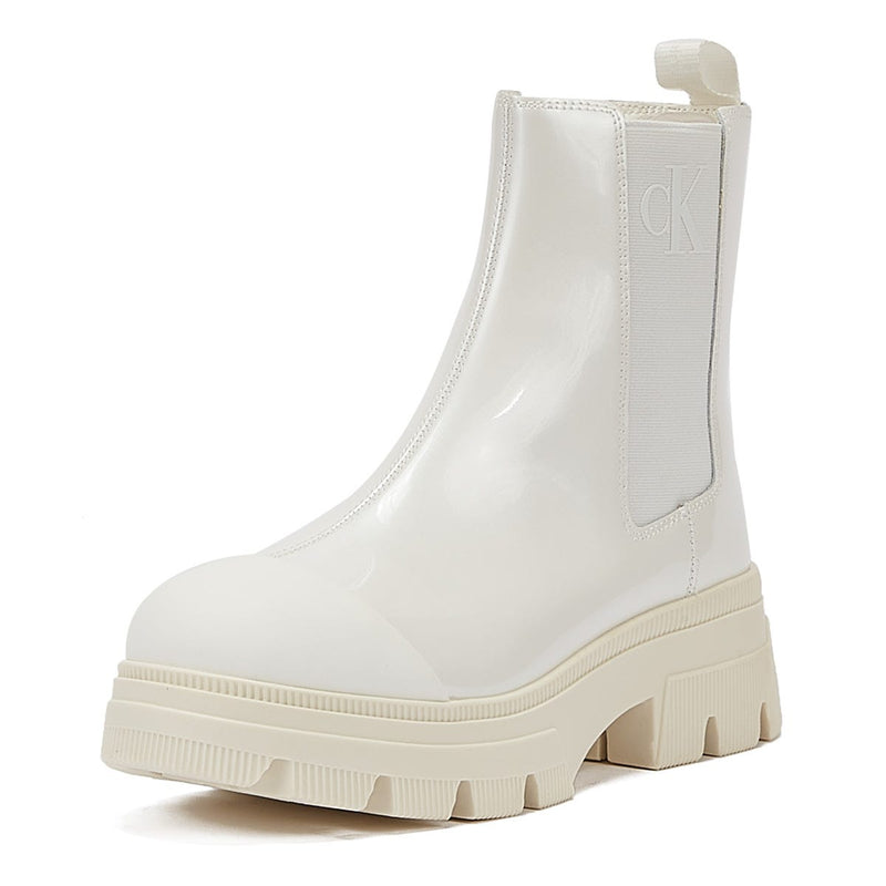Calvin Klein Chunky Combat Chelsea Womens White Boots