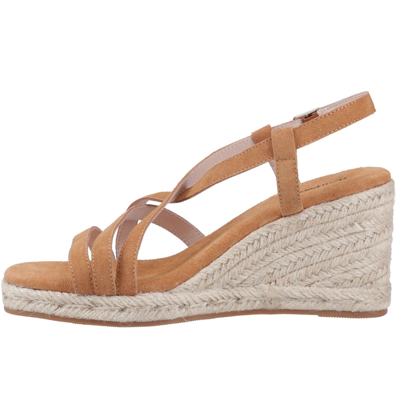 Hush Puppies Jenny Espadrille Wedge Femmes Suède Talons Compensés Beige