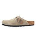 Birkenstock Boston Sabots Régulières En Daim Taupe Pour Femmes