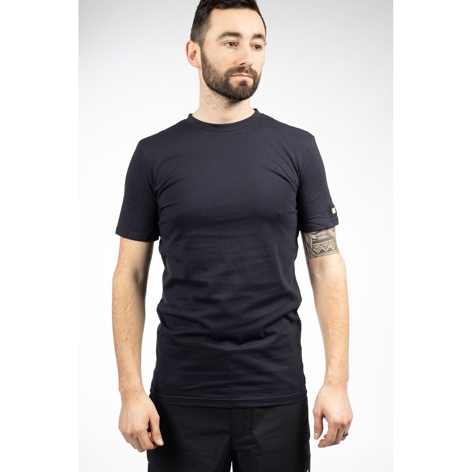 Caterpillar Essentials Short Sleeve T-Shirts Pour Hommes En Coton Bleu À Manches Courtes