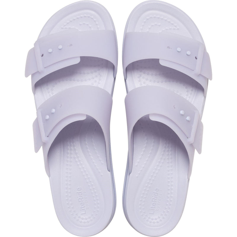 Crocs Brooklyn Buckle Low Wedge Sandales Violettes Pour Femmes